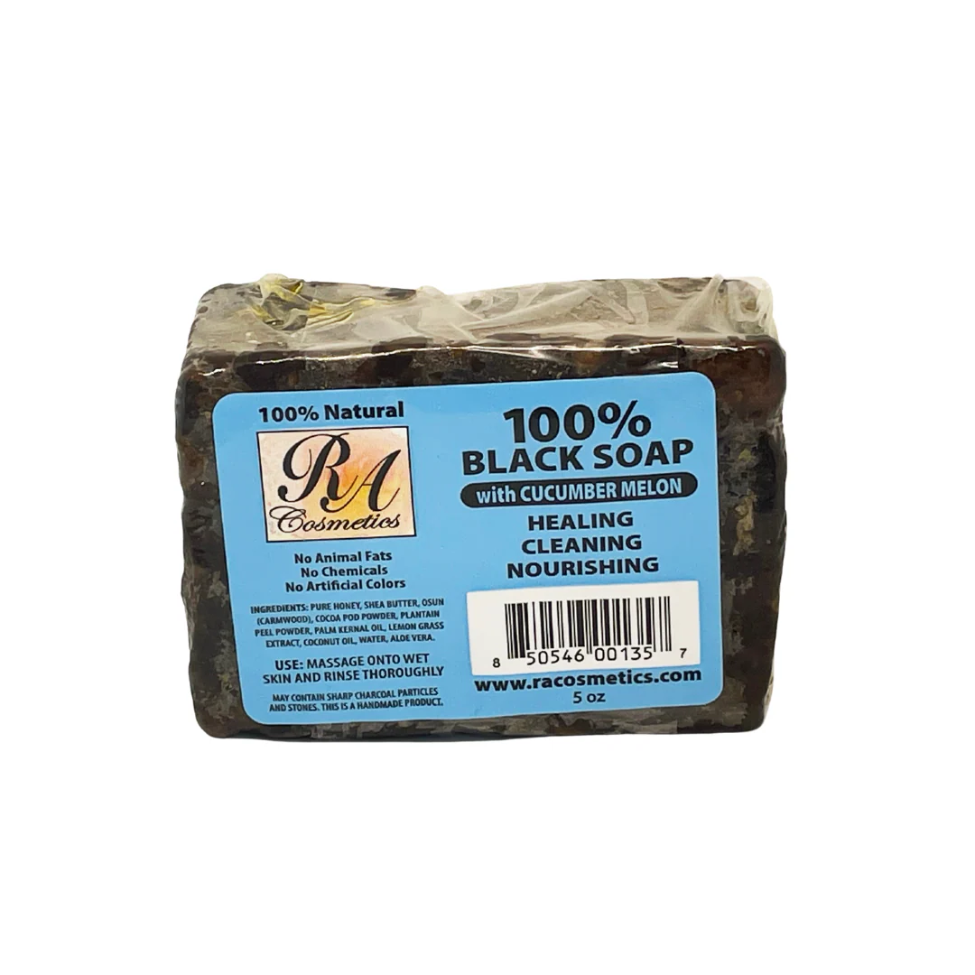 100% African Black Soap Bar w/ Cucumber Melon