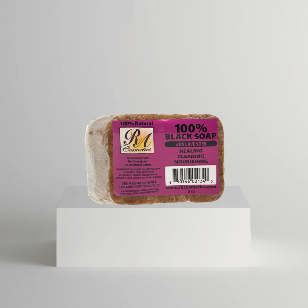 100% African Black Soap Bar w/ Lavender - Image 3