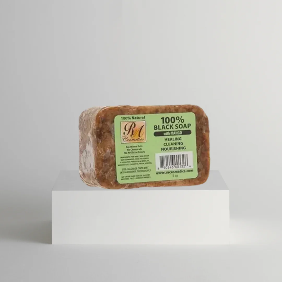100% African Black Soap Bar w/ Mango - Image 4