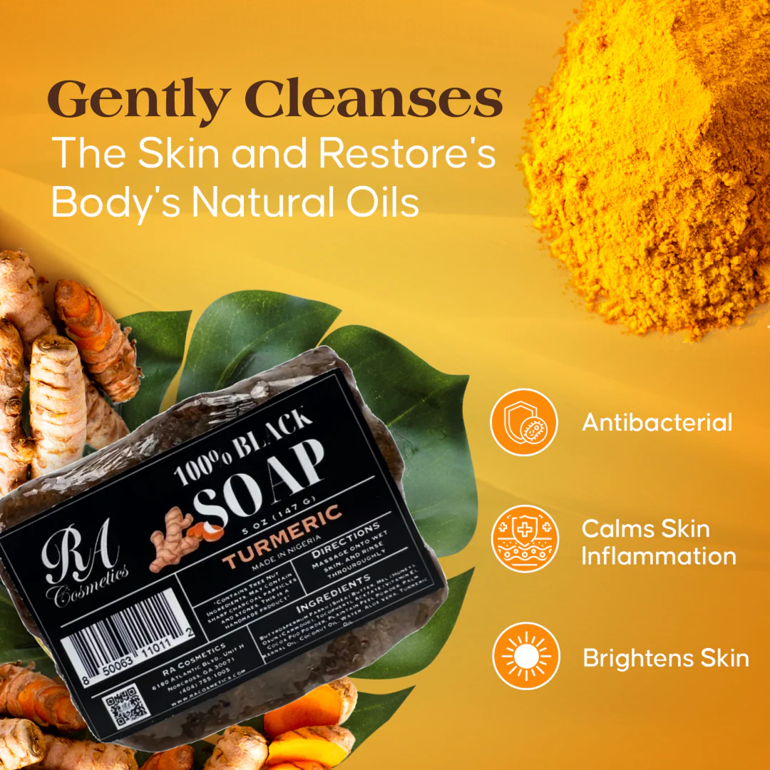 100% African Black Soap Bar w/ Turmeric Oil - Image 5