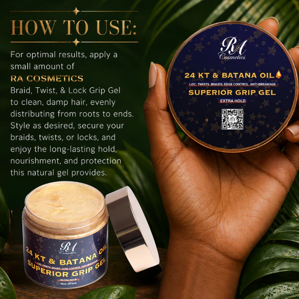 Batana Oil 24KT Gold Superior Grip Gel - Locs, Twist, Braids, Edge Control, Anti-Breakage - Image 5