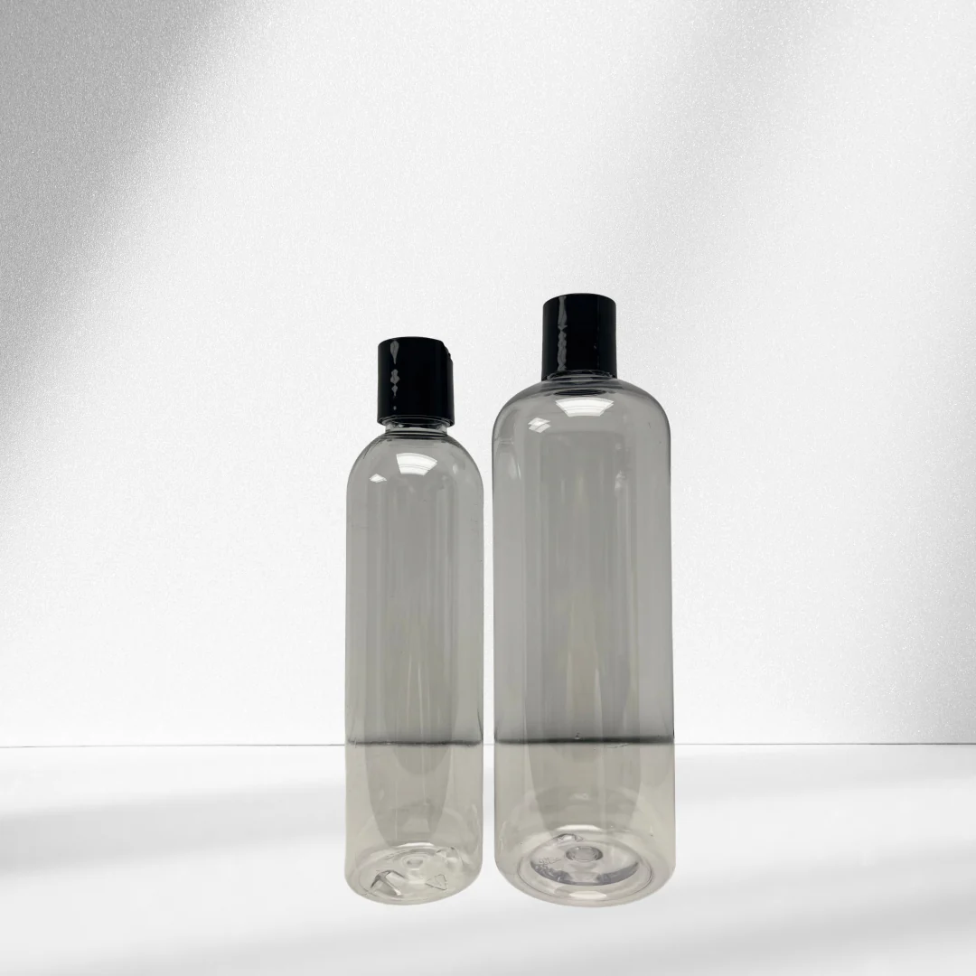 Clear 8 & 16 oz Bottle w/ Black Closure